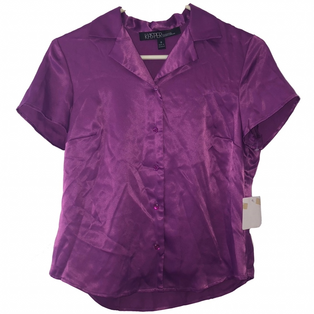 Shiny Purple Button Up Top
